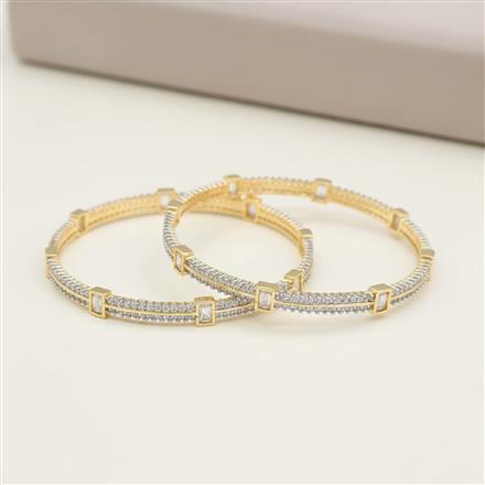 Cz Classic Bangles With 2 Tone Plating