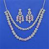 Cz Classic Necklace Set With Rhodium Plating