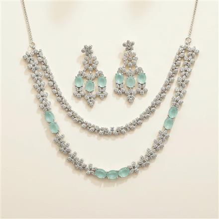 Cz Classic Necklace Set With Rhodium Plating