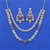 Cz Classic Necklace Set With Rhodium Plating
