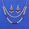 Cz Classic Necklace Set With Rhodium Plating