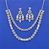 Cz Classic Necklace Set With Rhodium Plating