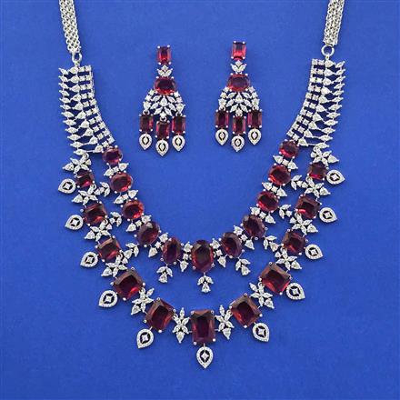 Cz Classic Necklace Set With Rhodium Plating