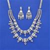 Cz Classic Necklace Set With Rhodium Plating