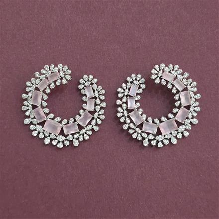 Cz Classic Earring With Rhodium Plating