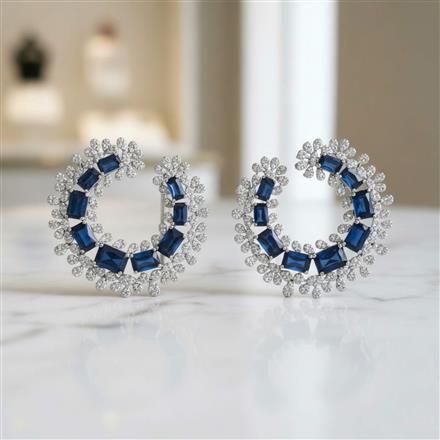 Cz Classic Earring With Rhodium Plating