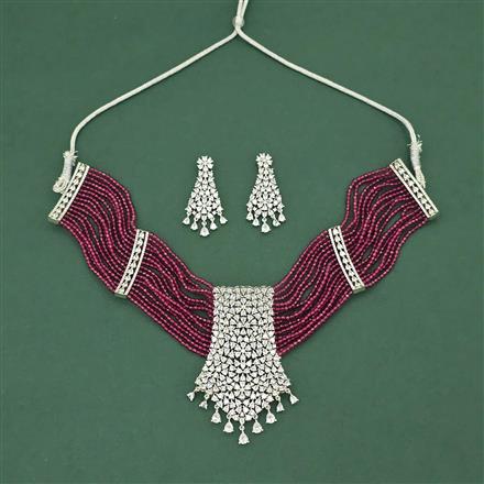 Cz Classic Necklace Set With Rhodium Plating