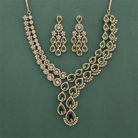 Cz Classic Necklace Set With Mehndi Plating