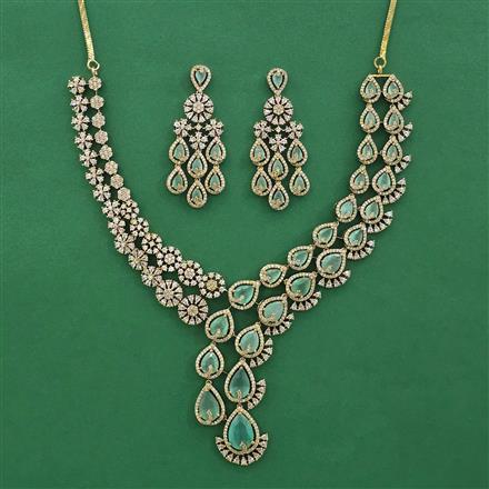 American Diamond Classic Necklace With Mehndi Plating