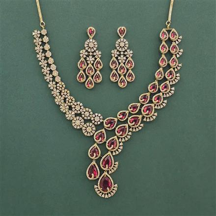 Cz Classic Necklace Set With Mehndi Plating