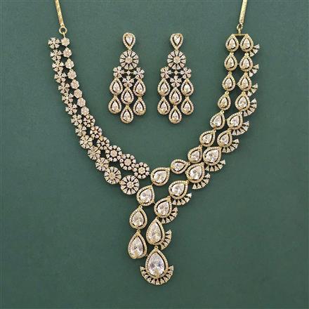American Diamond Classic Necklace With Mehndi Plating