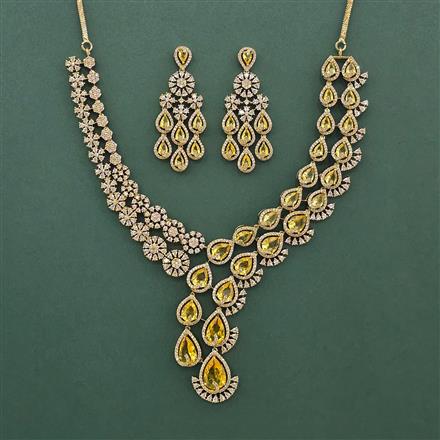 Cz Classic Necklace Set With Mehndi Plating