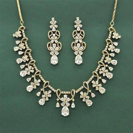 Cz Classic Necklace Set With Mehndi Plating