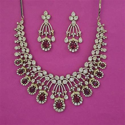American Diamond Classic Necklace With Mehndi Plating