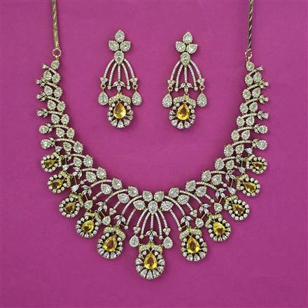 American Diamond Classic Necklace With Mehndi Plating