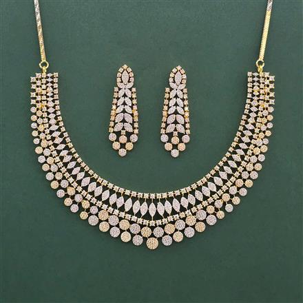 Cz Classic Necklace Set With 2 Tone Plating
