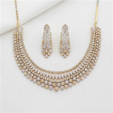 Cz Classic Necklace Set With 2 Tone Plating