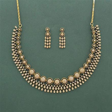 Cz Classic Necklace Set With 2 Tone Mehndi Plating