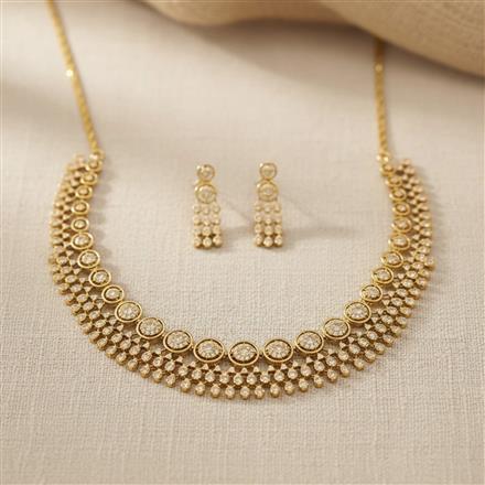 Cz Classic Necklace Set With 2 Tone Mehndi Plating