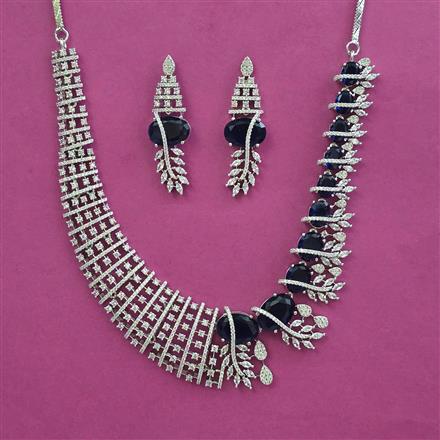 American Diamond Classic Necklace With Rhodium Plating