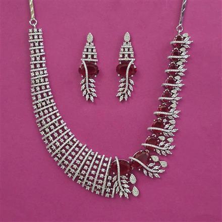 American Diamond Classic Necklace With Rhodium Plating