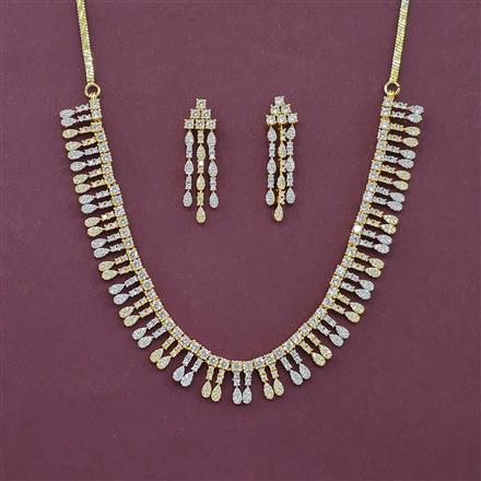 Cz Classic Necklace Set With 2 Tone Plating