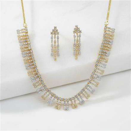 Cz Classic Necklace Set With 2 Tone Plating
