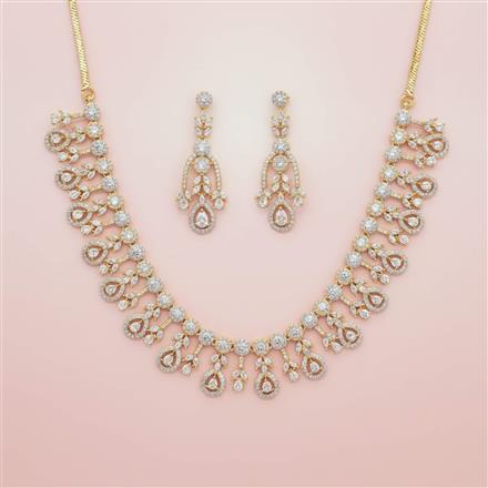 Cz Classic Necklace Set With 2 Tone Rhodium Plating