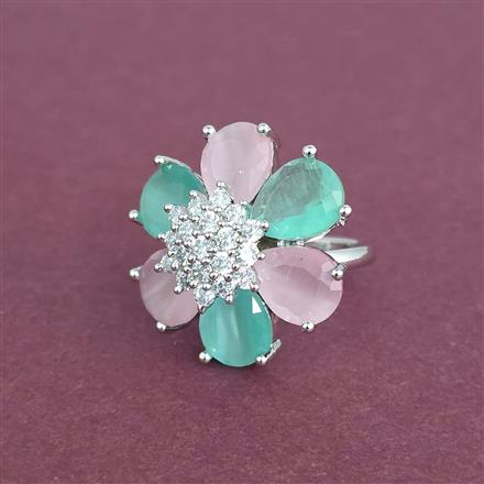 Cz Adjustable Ring With Rhodium Plating