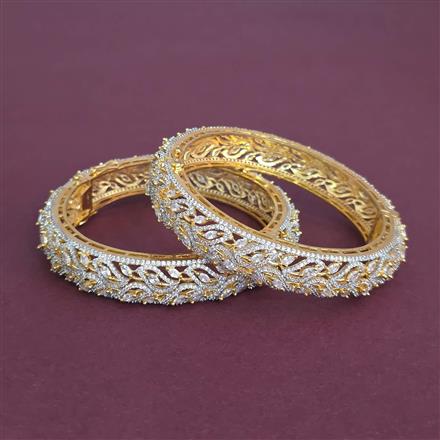Cz Openable Bangles With 2 Tone Plating