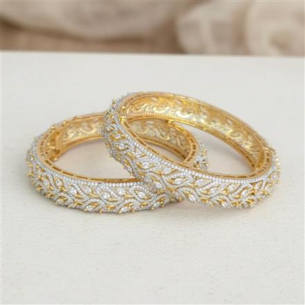 Cz Openable Bangles With 2 Tone Plating