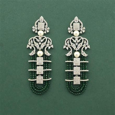 Cz Classic Earring With Rhodium Plating