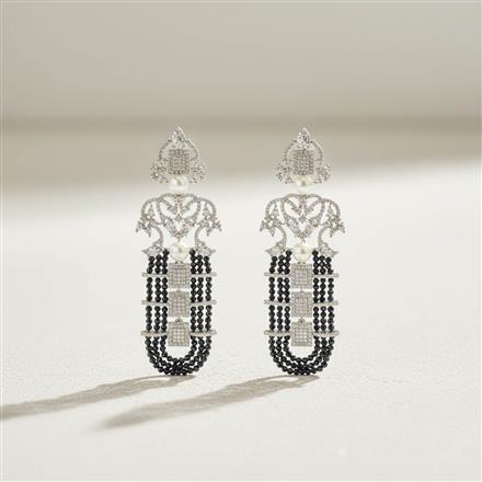 Cz Classic Earring With Rhodium Plating