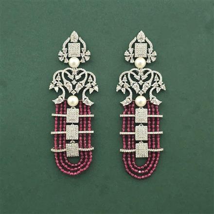 Cz Classic Earring With Rhodium Plating