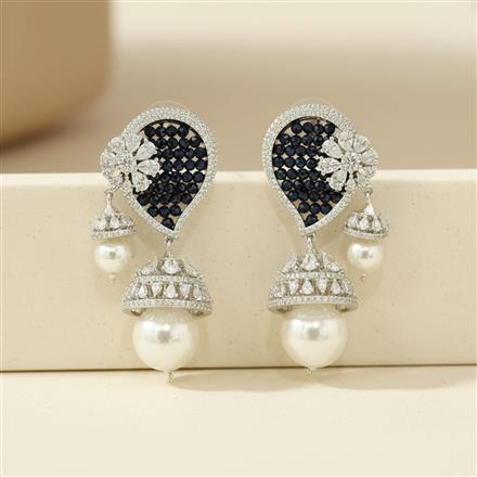 Cz Classic Earring With Rhodium Plating