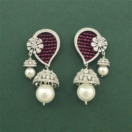 Cz Classic Earring With Rhodium Plating