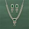 Cz Classic Necklace Set With Rhodium Plating