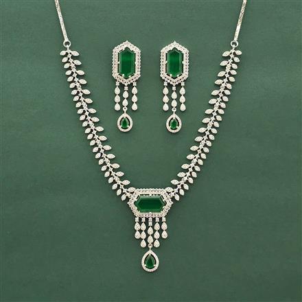Cz Classic Necklace Set With Rhodium Plating