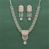 Cz Classic Necklace Set With Rhodium Plating