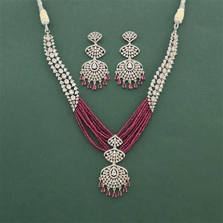 Cz Classic Necklace Set With Rhodium Plating