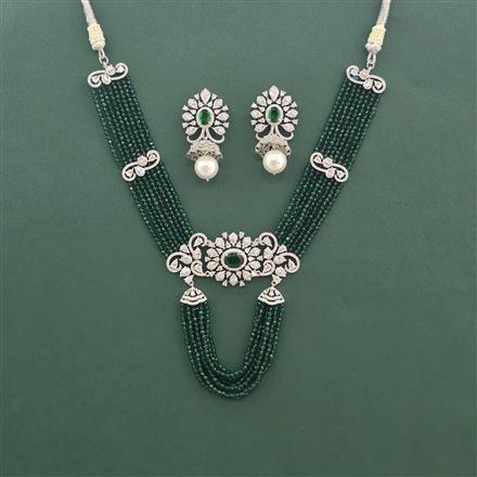 Cz Classic Necklace Set With Rhodium Plating