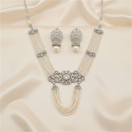 Cz Classic Necklace Set With Rhodium Plating