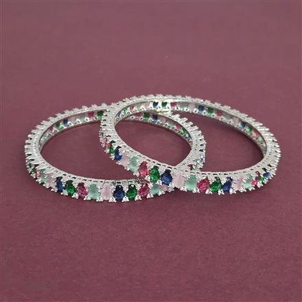 Cz Classic Bangles With Rhodium Plating