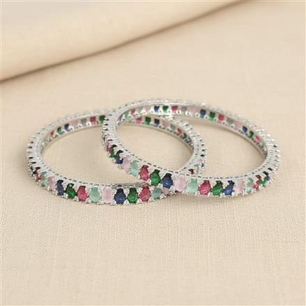 Cz Classic Bangles With Rhodium Plating