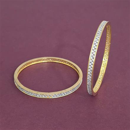Cz Classic Bangles With 2 Tone Plating