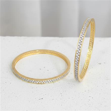Cz Classic Bangles With 2 Tone Plating