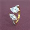 Cz Adjustable Ring With Rhodium 2 Tone Plating
