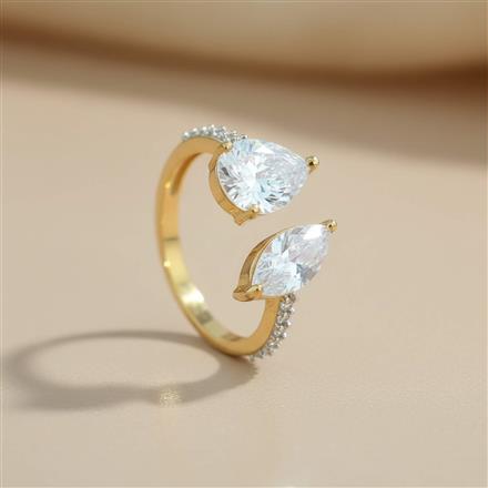 Cz Adjustable Ring With Rhodium 2 Tone Plating