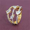 Cz Adjustable Ring With Rhodium 2 Tone Plating