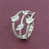 Cz Adjustable Ring With Rhodium 2 Tone Plating